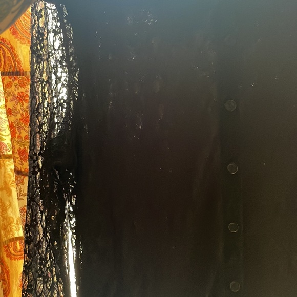 Vintage black lace button down shirt with sheer lace sleeves from Lauren Scott - Picture 8 of 8